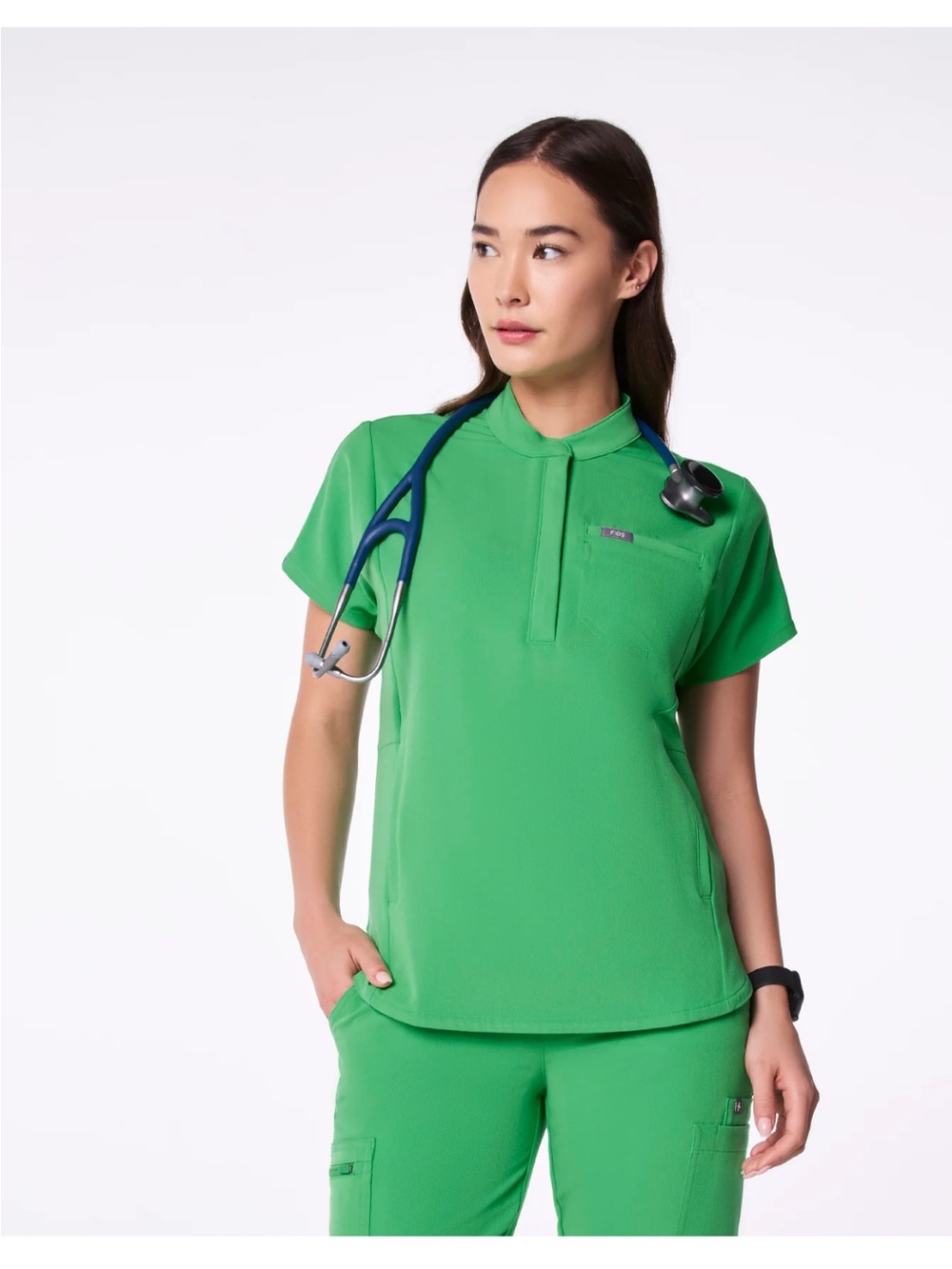 Emerald green Figs scrub top. NWT